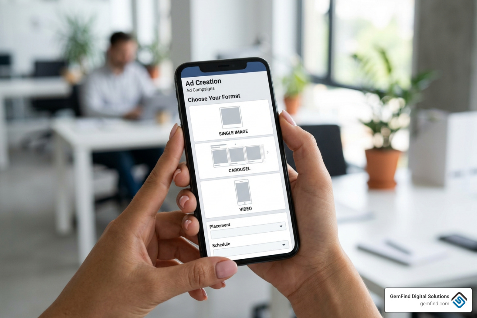 Ad format choices including single image carousel and vertical video inside Meta Ads Manager Ad format choices including single image carousel and vertical video inside Meta Ads Manager