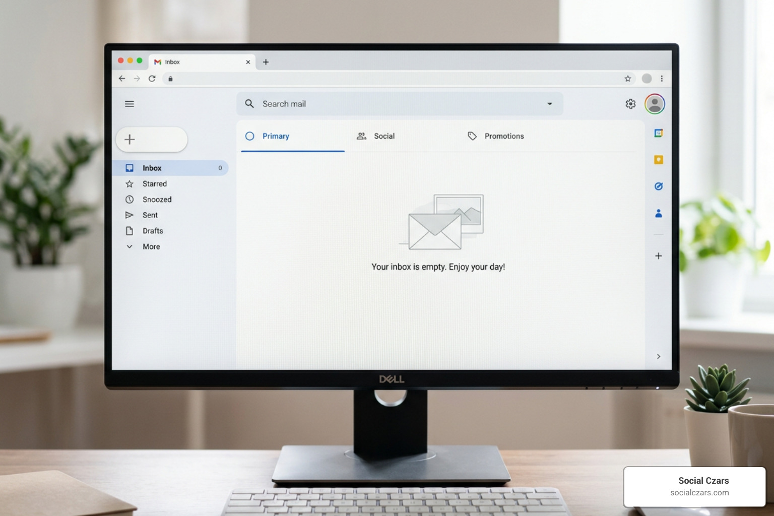 clean empty Gmail primary tab