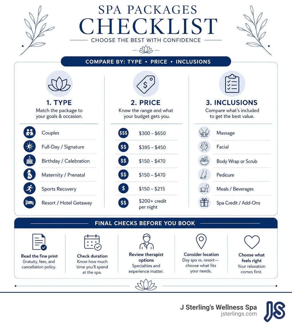 checklist infographic for choosing the best spa packages by type, price, and inclusions infographic checklist infographic for choosing the best spa packages by type, price, and inclusions infographic