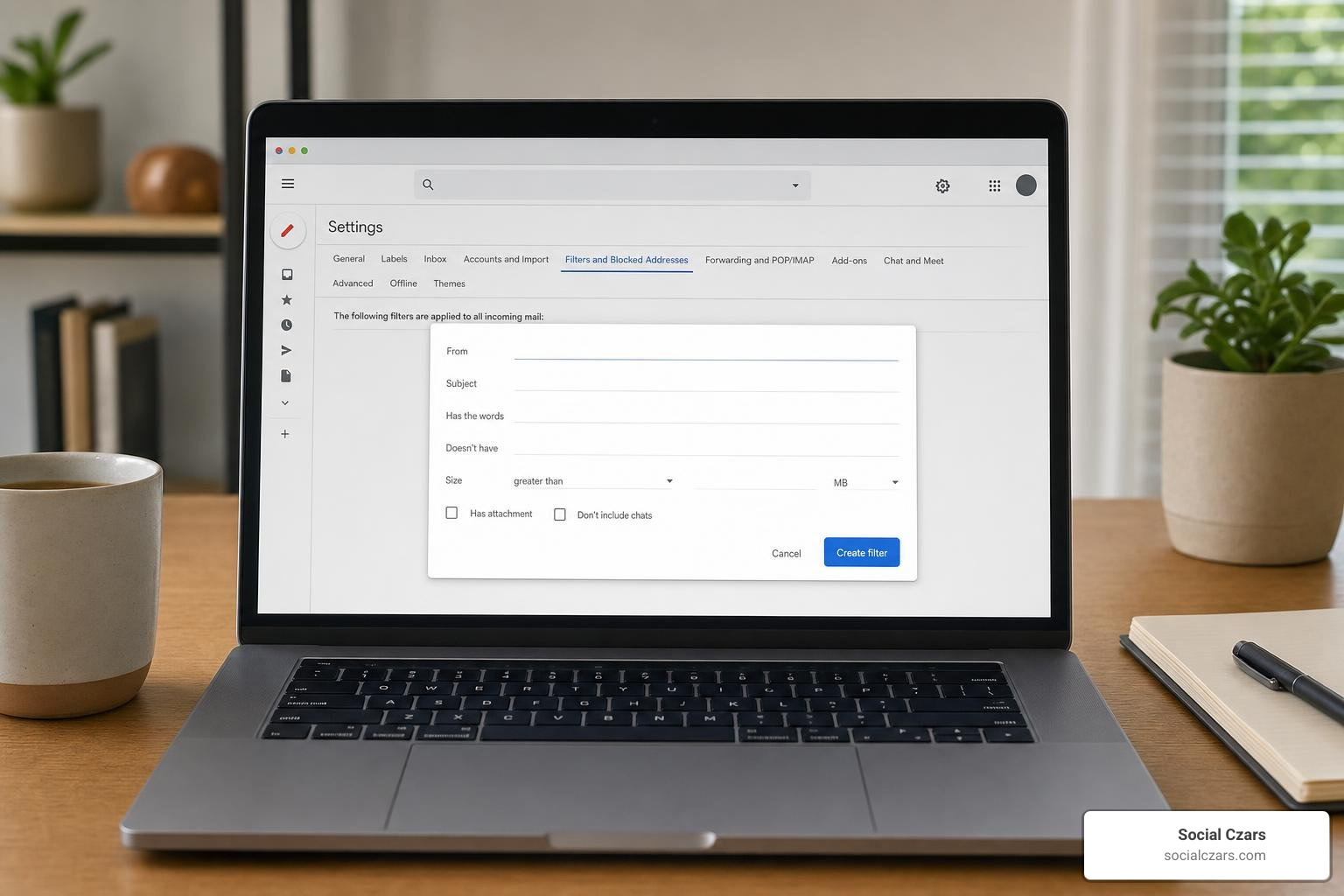 creating automated filter rules in Gmail settings