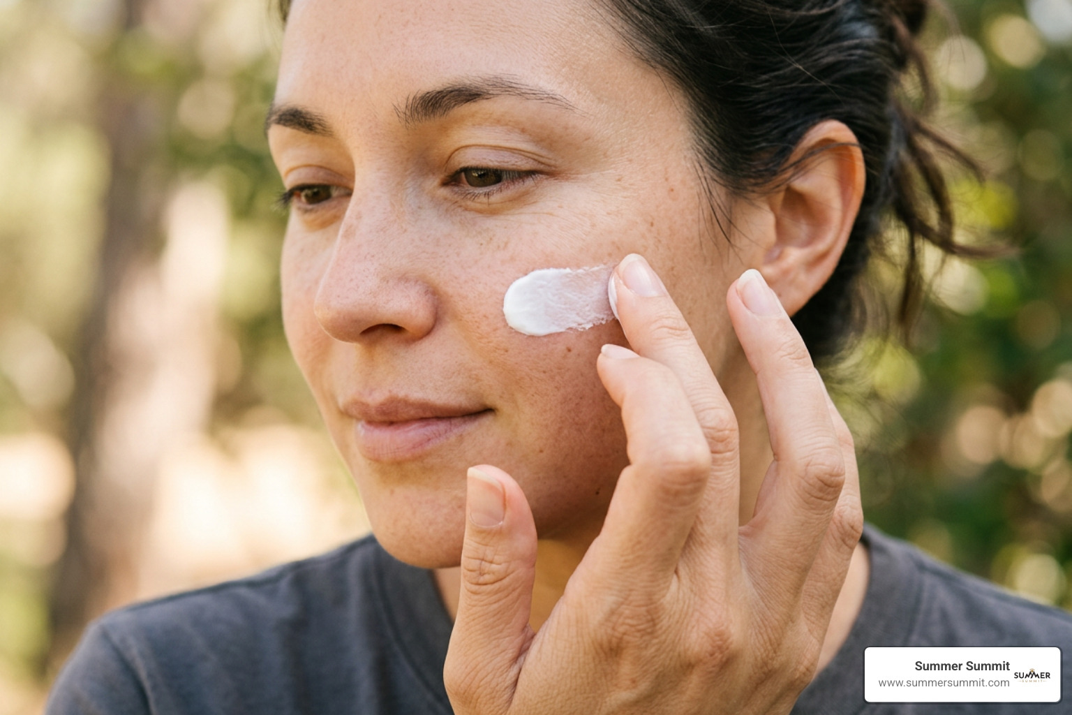 mineral sunscreen application on face with delicate touch mineral sunscreen application on face with delicate touch