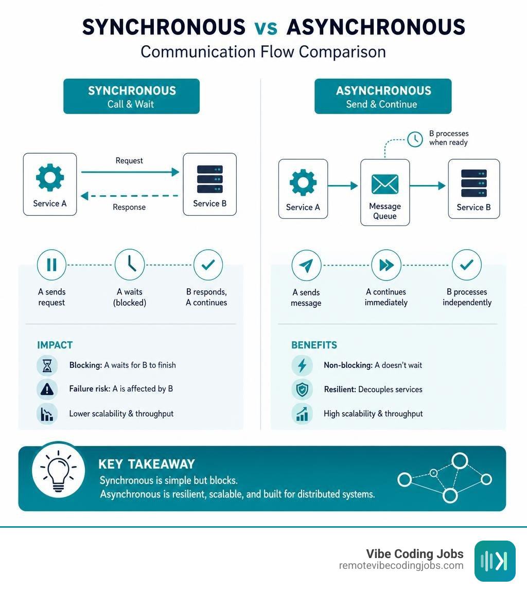 Synchronous vs asynchronous communication flow comparison infographic infographic
