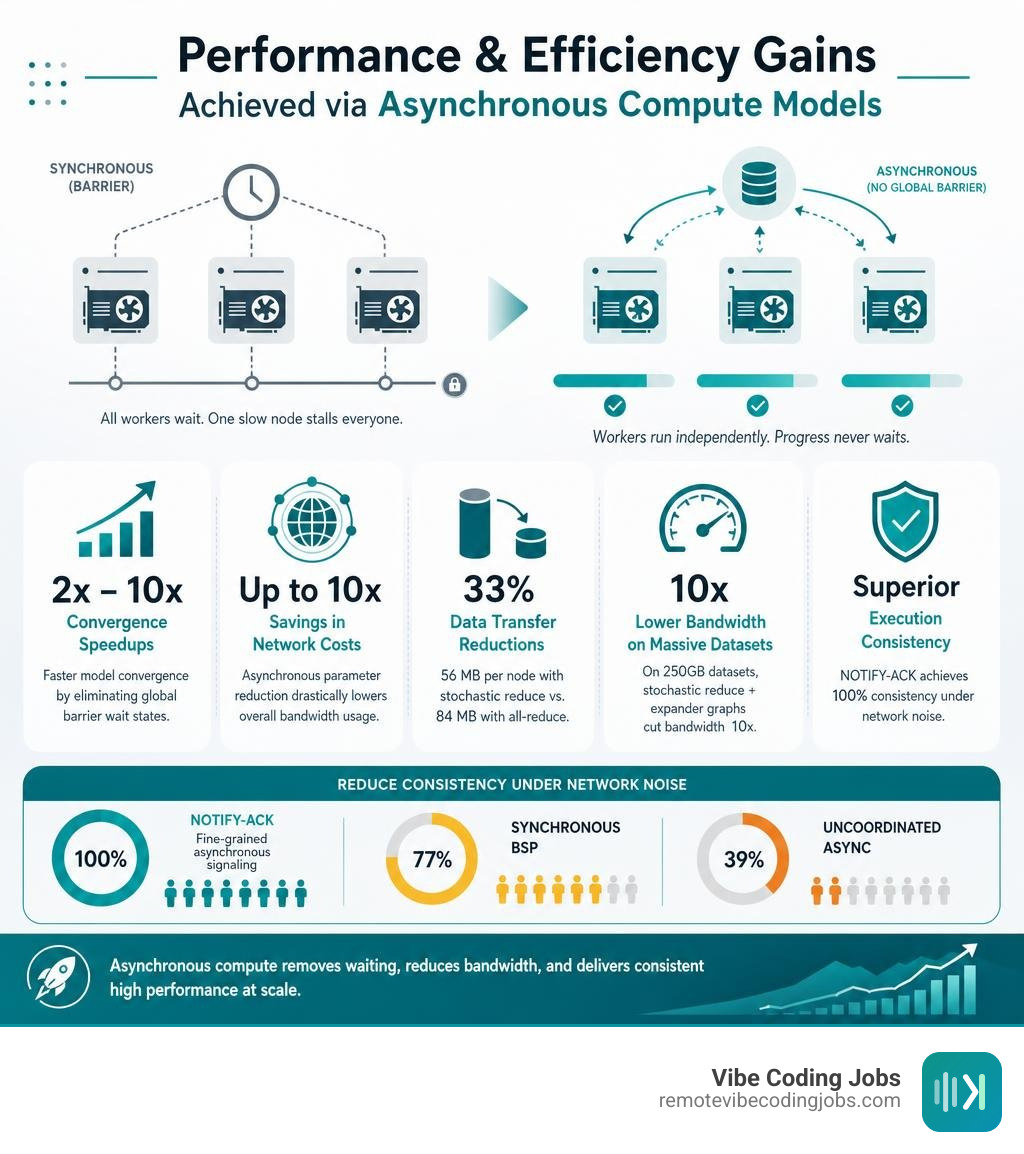 Performance and efficiency gains achieved via asynchronous compute models infographic