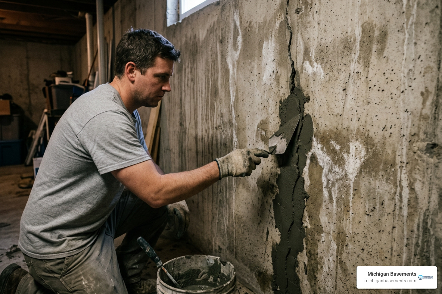 patching basement foundation cracks with hydraulic cement