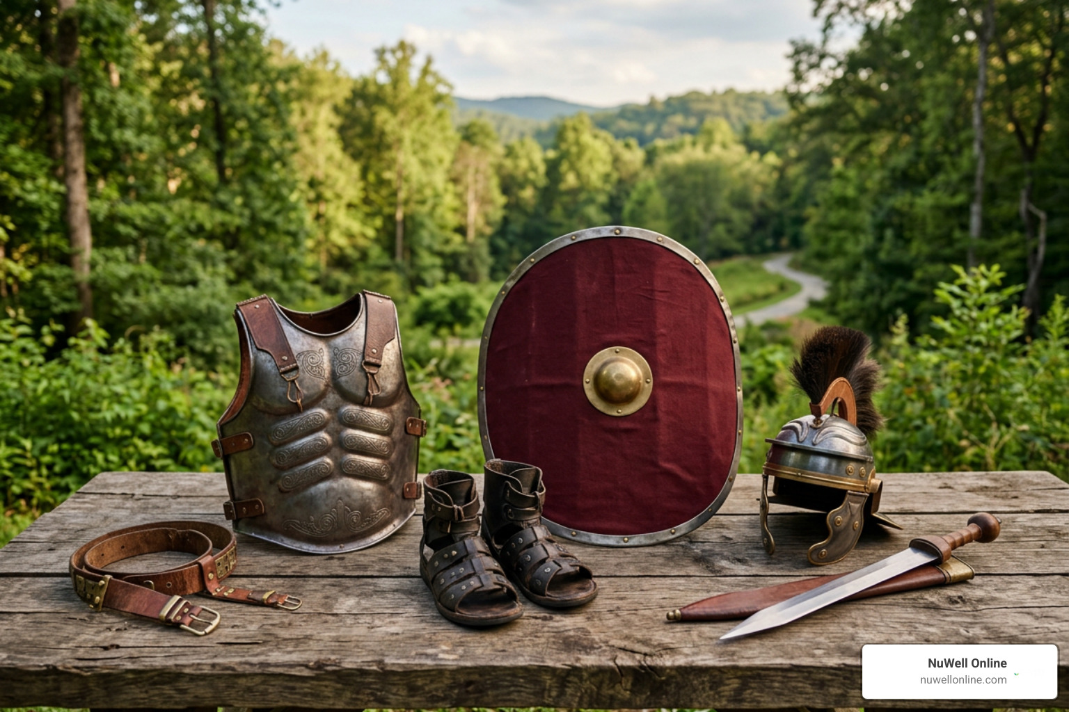 The six pieces of spiritual battle armor from Ephesians 6