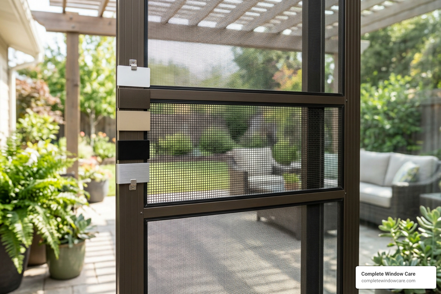 Custom screen door aluminum frame color finishes and specialty mesh options Custom screen door aluminum frame color finishes and specialty mesh options