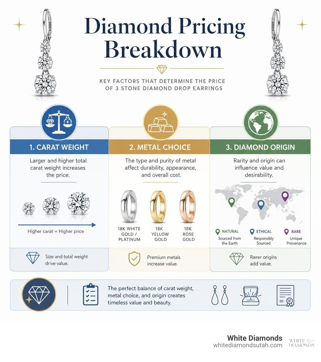 Diamond pricing breakdown factors including carat weight metal choice and origin infographic Diamond pricing breakdown factors including carat weight metal choice and origin infographic