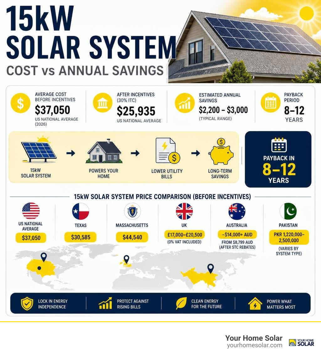15kW solar system cost vs annual savings infographic with payback period and regional price comparison infographic 15kW solar system cost vs annual savings infographic with payback period and regional price comparison infographic