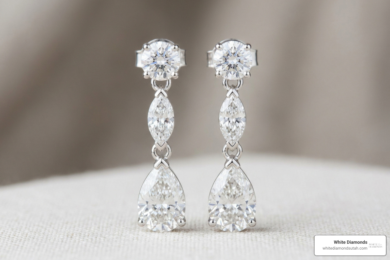 18k white gold 3 stone drop settings 18k white gold 3 stone drop settings