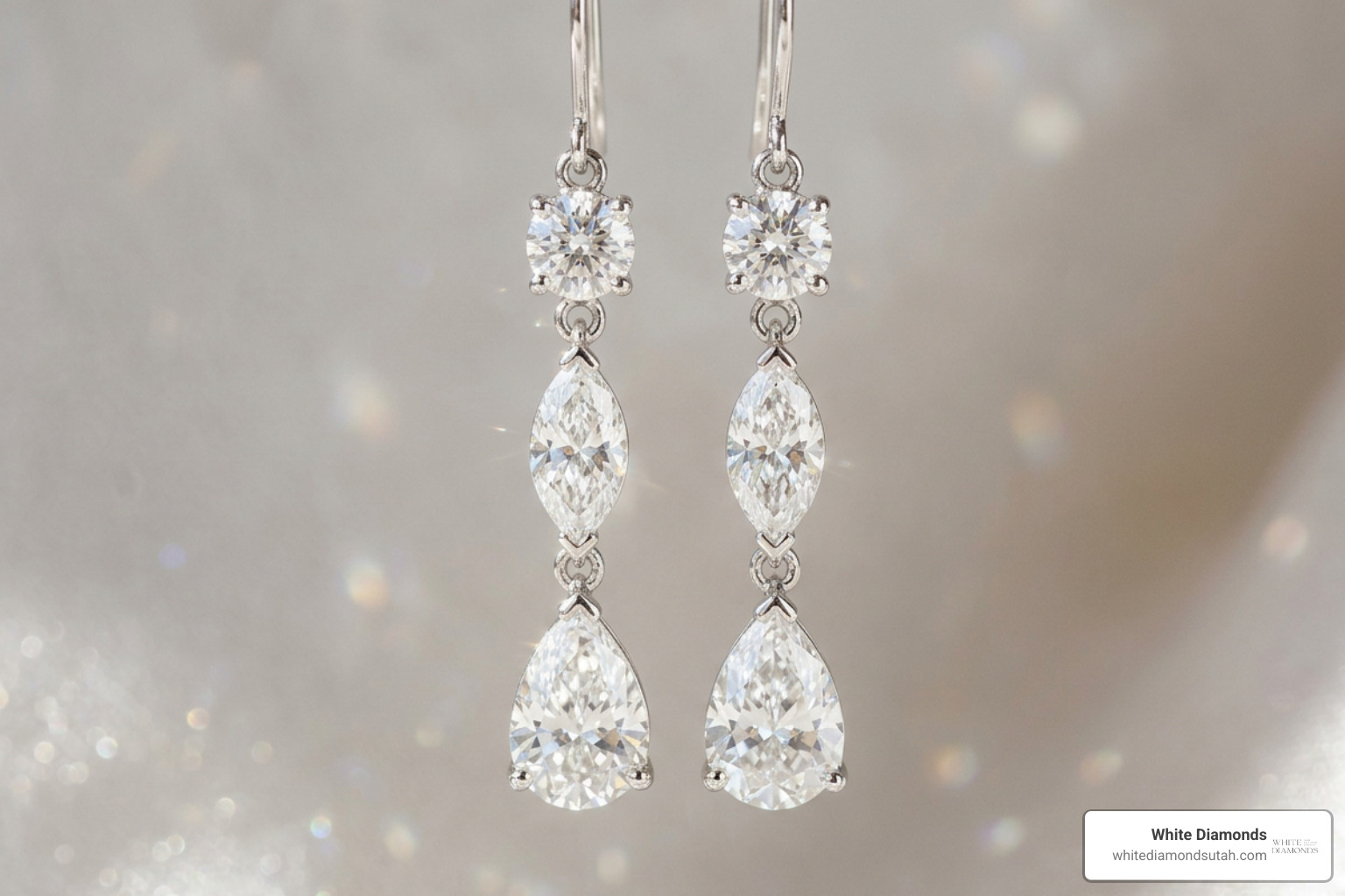 Cascading round, marquise, and pear diamond drop earrings Cascading round, marquise, and pear diamond drop earrings