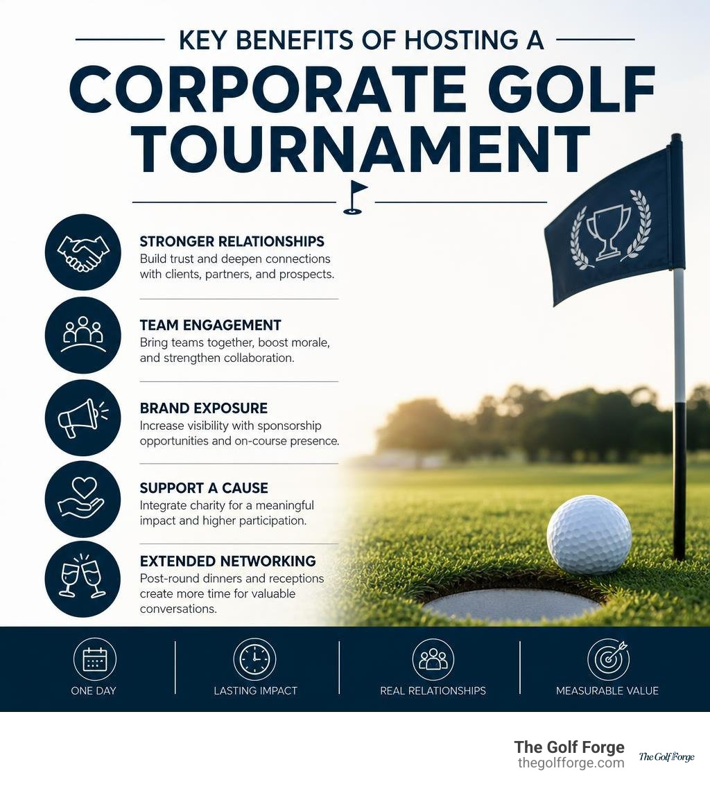 Key benefits of hosting a corporate golf tournament infographic infographic Key benefits of hosting a corporate golf tournament infographic infographic