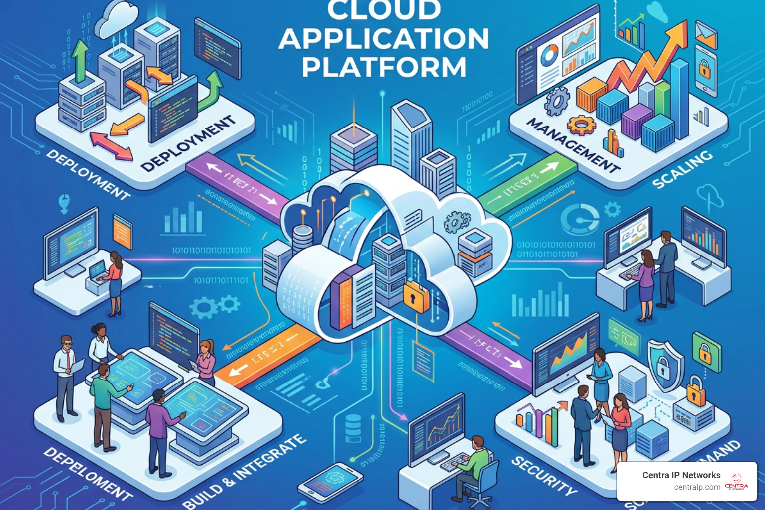 Modern developer interface dashboard displaying cloud application deployment metrics Modern developer interface dashboard displaying cloud application deployment metrics