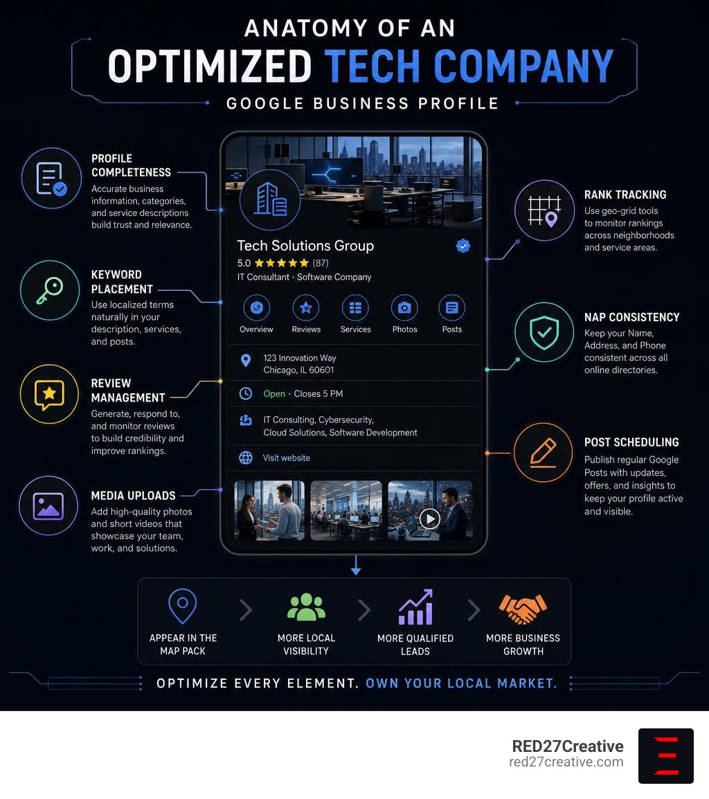 Anatomy of an optimized tech company Google Business Profile infographic infographic Anatomy of an optimized tech company Google Business Profile infographic infographic