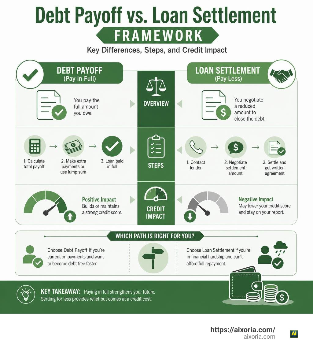 Debt payoff vs loan settlement framework: key differences, steps, and credit impact infographic