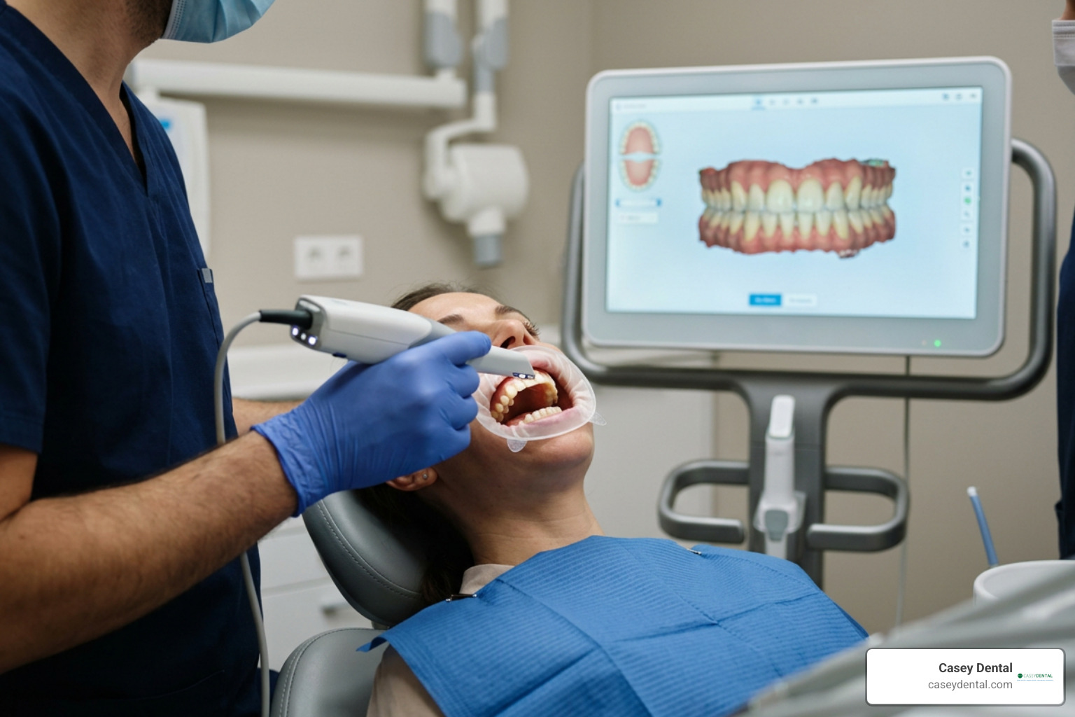 A detailed 3D digital scan of teeth alignment using advanced intraoral scanning technology