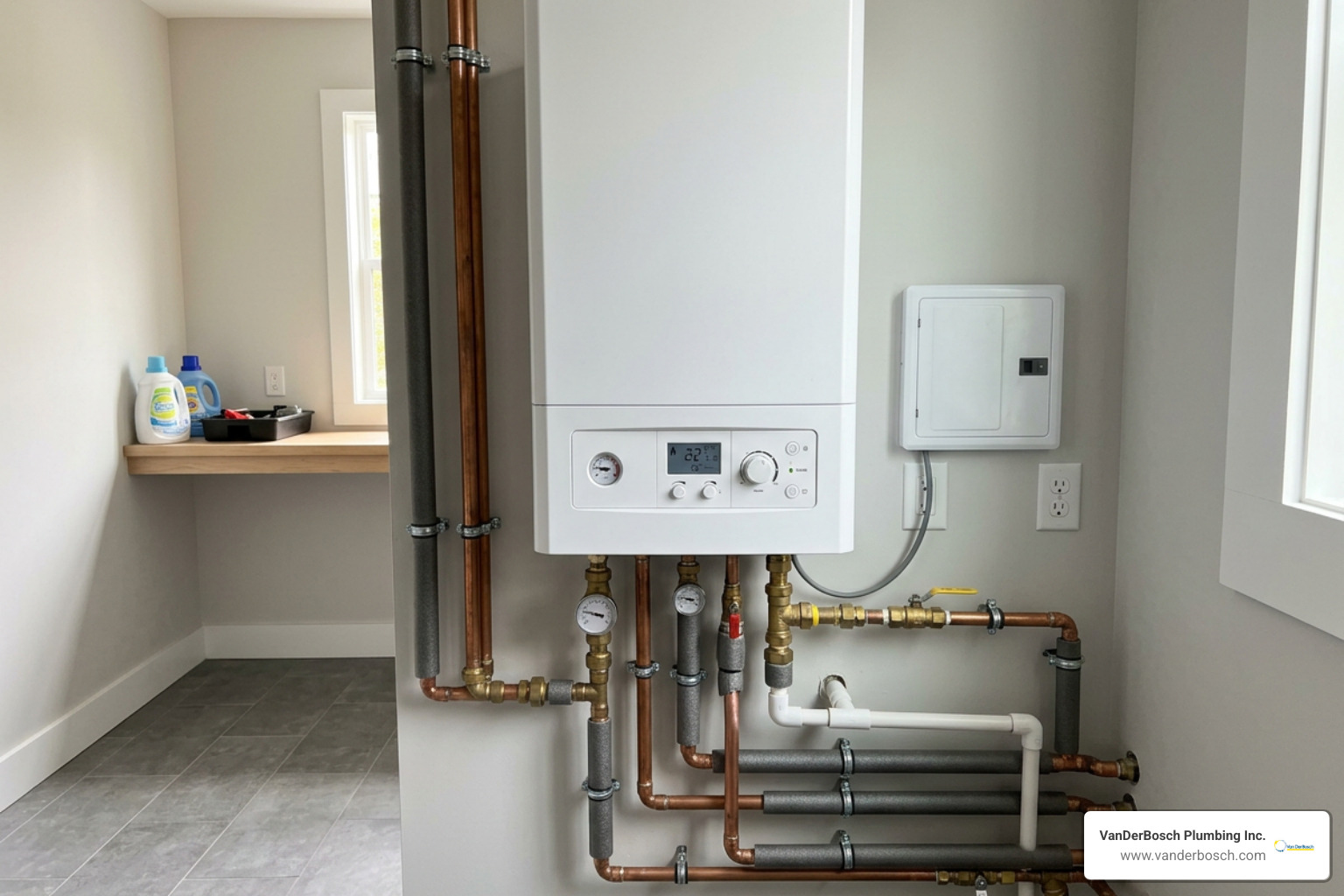 Wall mounted high efficiency gas combi boiler system