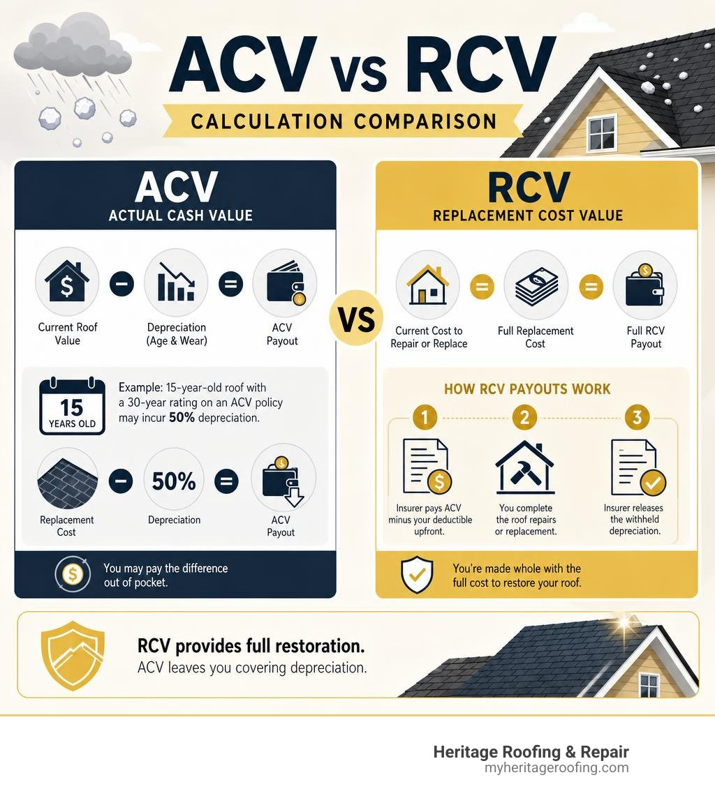 ACV vs RCV calculation comparison graphic infographic