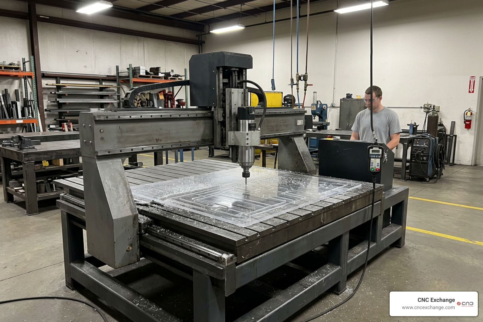 Industrial CNC router frame with heavy cast steel bed for rigid acrylic machining Industrial CNC router frame with heavy cast steel bed for rigid acrylic machining
