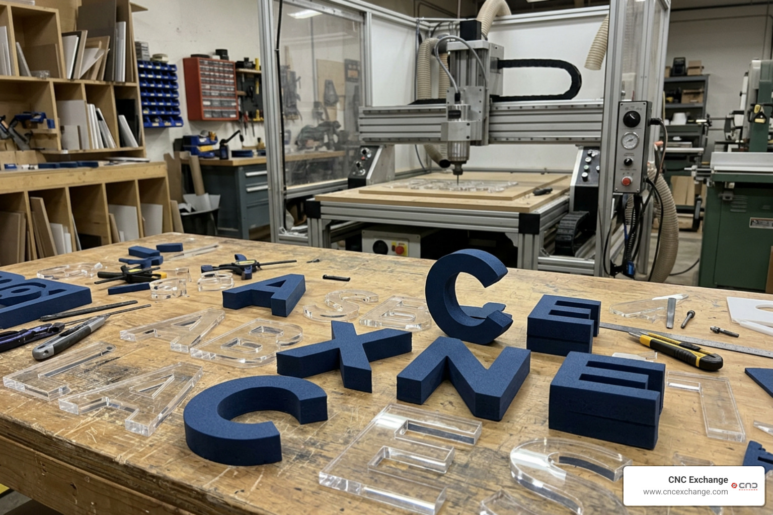 Custom CNC routed clear acrylic letters and 3D foam display components Custom CNC routed clear acrylic letters and 3D foam display components