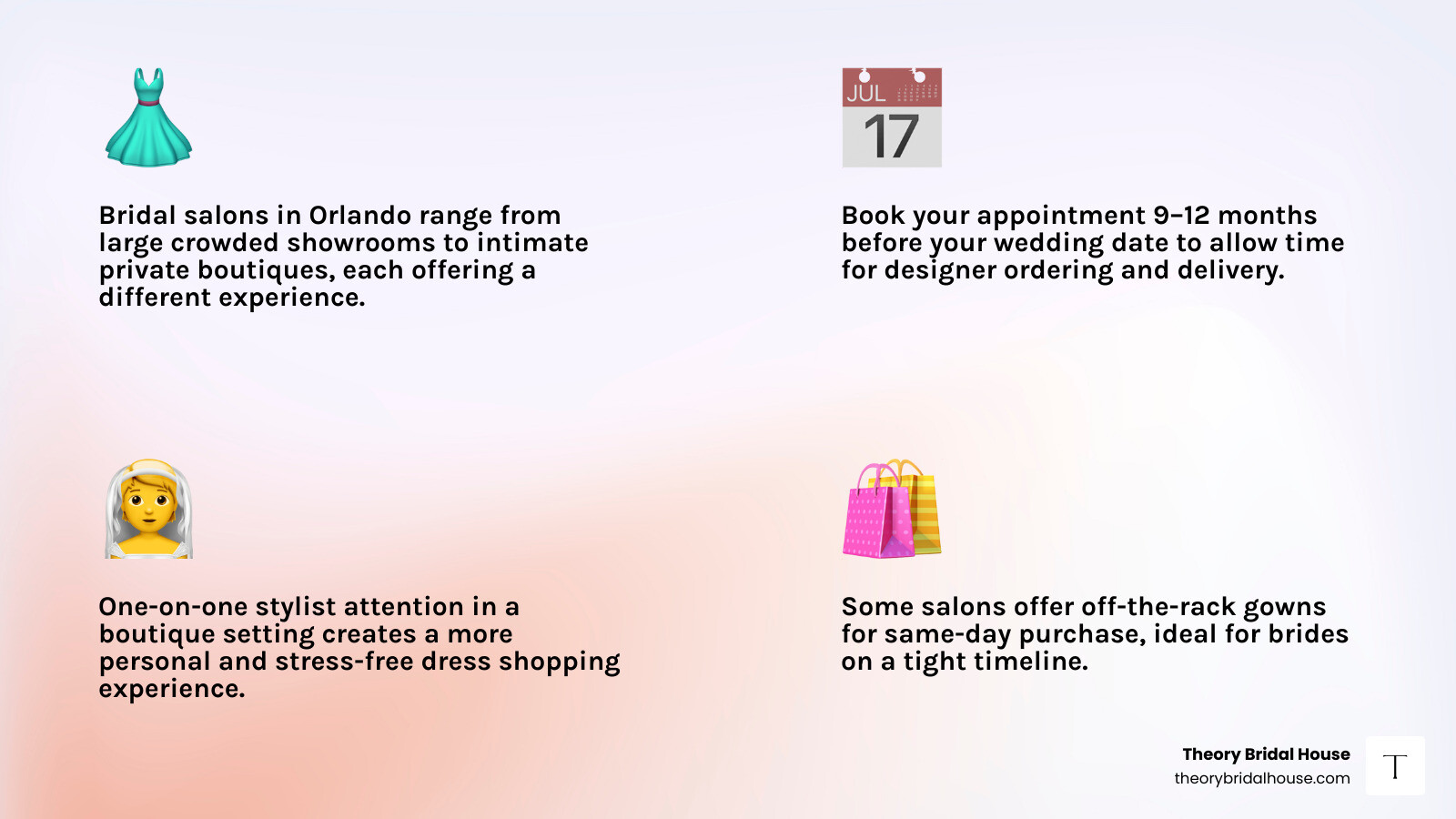 Step-by-step guide to choosing bridal salons in Orlando infographic infographic Step-by-step guide to choosing bridal salons in Orlando infographic infographic