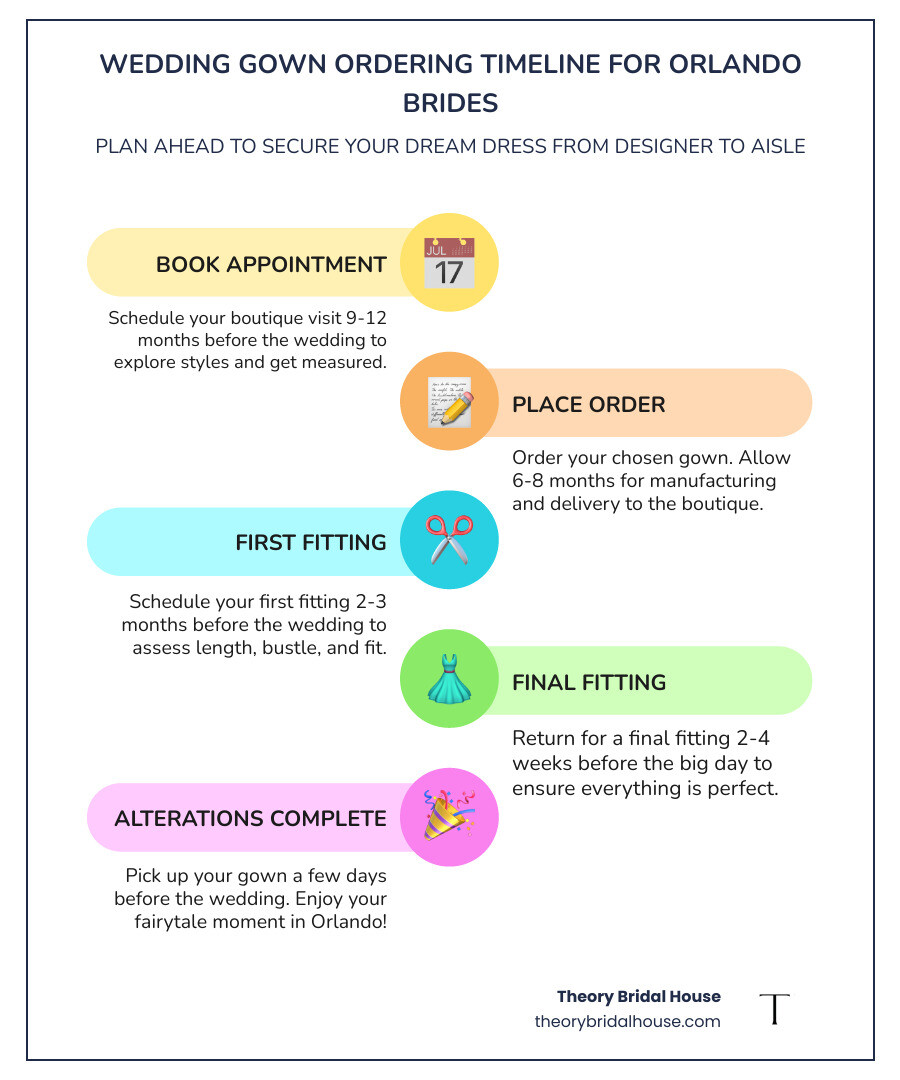 Orlando bridal boutique wedding gown ordering timeline infographic infographic Orlando bridal boutique wedding gown ordering timeline infographic infographic