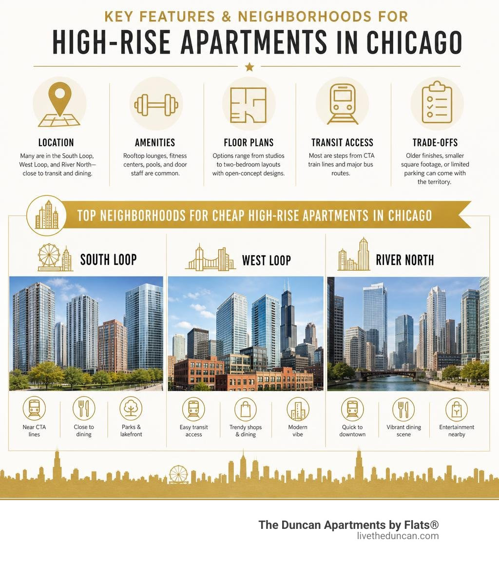 Key features and neighborhoods for high-rise apartments in Chicago infographic infographic Key features and neighborhoods for high-rise apartments in Chicago infographic infographic