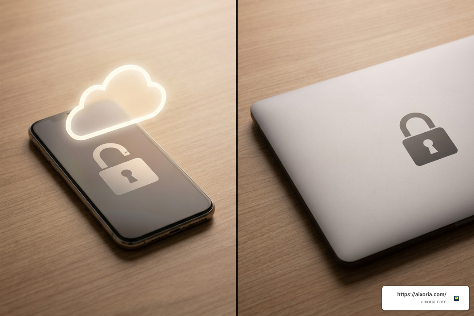 Visual comparing cloud financial data security versus local encrypted desktop storage