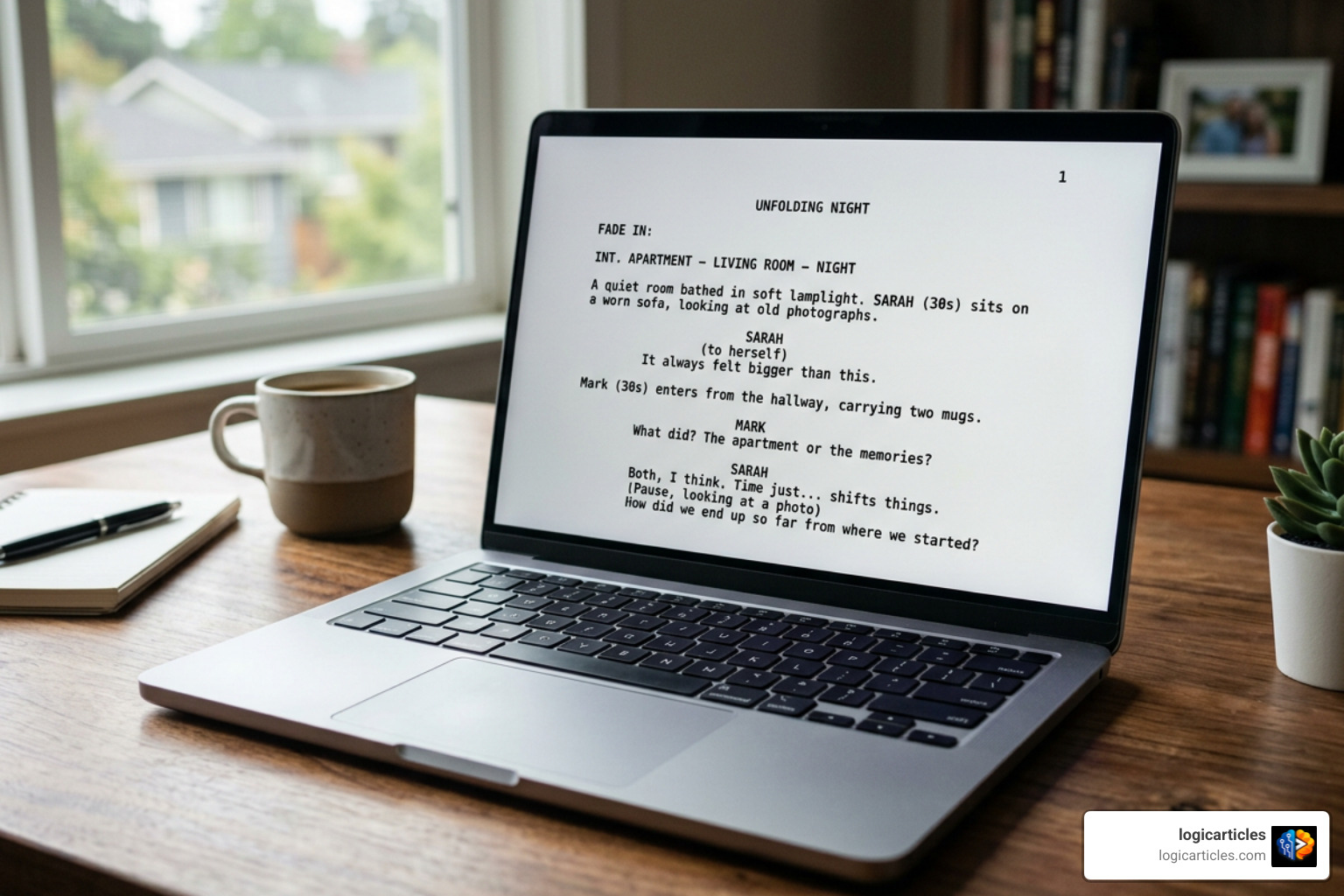 screenplay editor displaying standard formatting margins