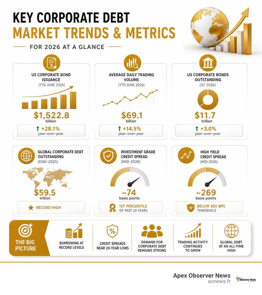 Key corporate debt market trends and metrics for 2026 at a glance infographic