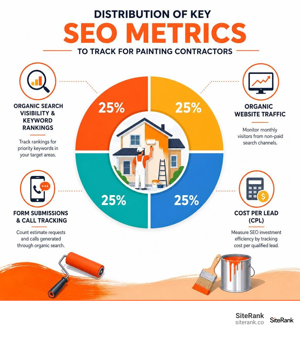 Distribution of key SEO metrics to track for painting contractors infographic Distribution of key SEO metrics to track for painting contractors infographic