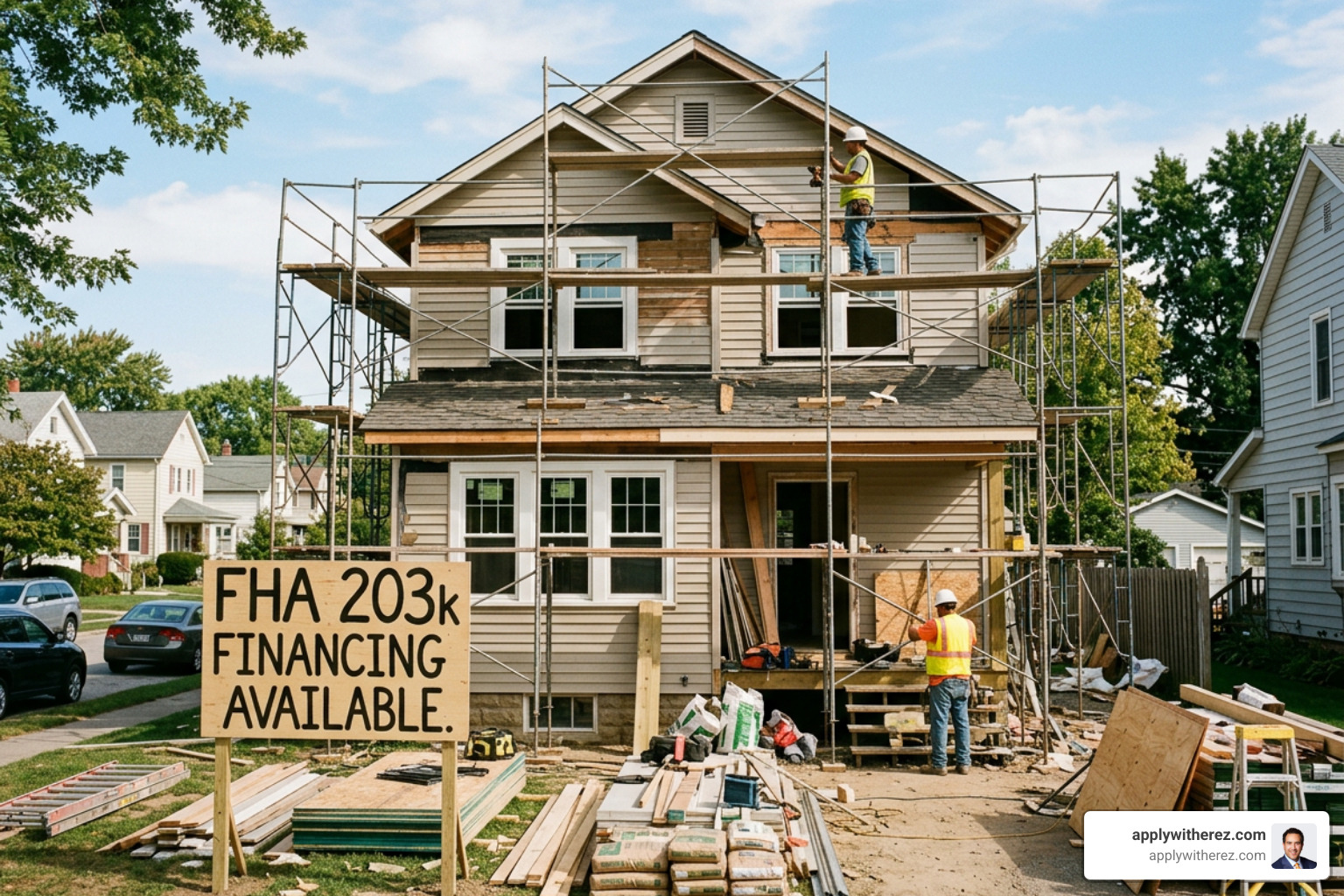 Home renovation project under construction with FHA 203k financing