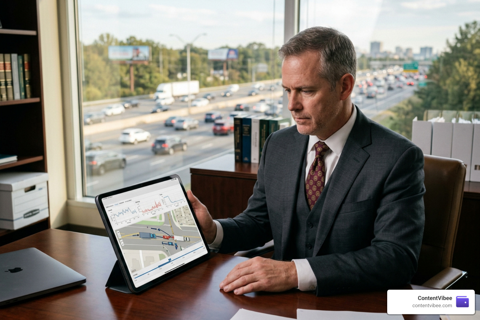 Local attorney analyzing commercial truck accident evidence and black box data