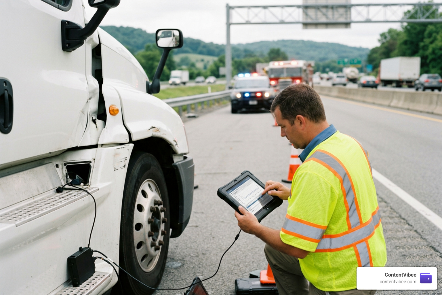 An accident reconstruction expert analyzing truck black box ECM and ELD data