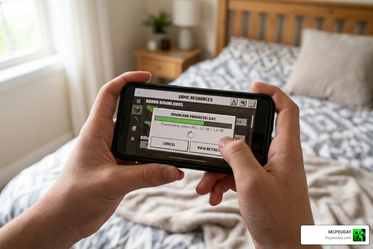 Downloading MCPE addon files on a mobile device Downloading MCPE addon files on a mobile device
