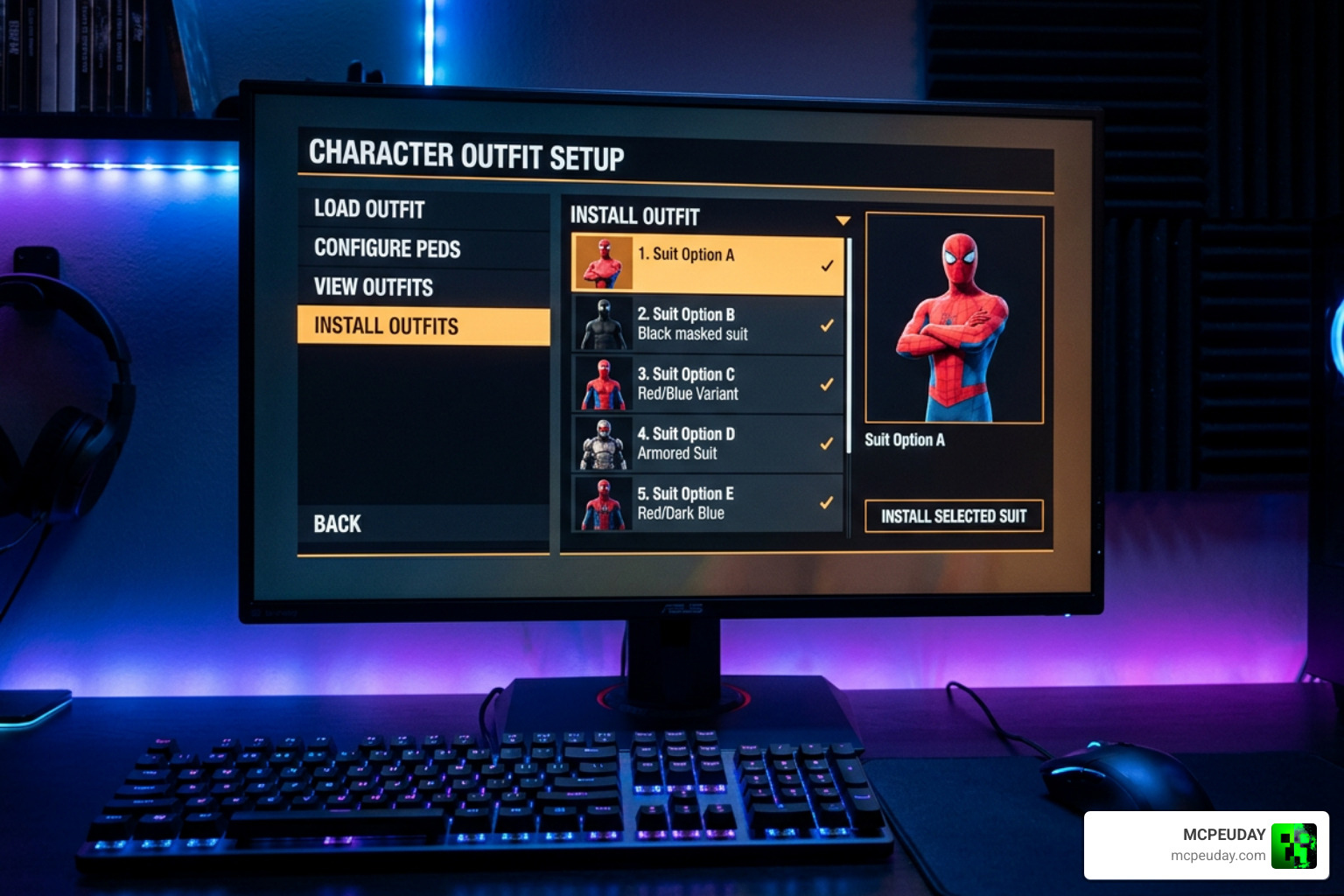 AddonPeds setup interface showing character installation steps