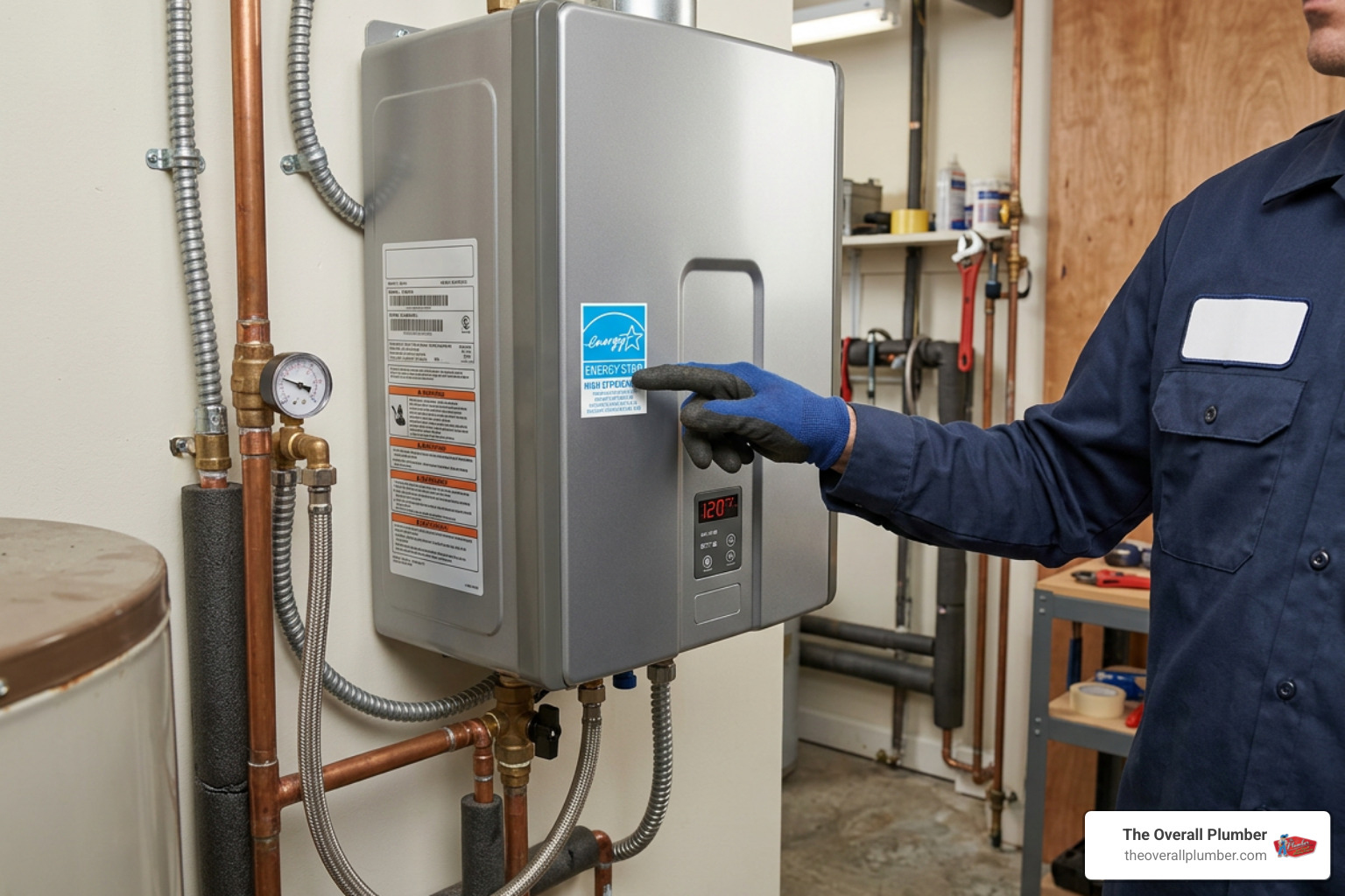 ENERGY STAR certified tag on water heater