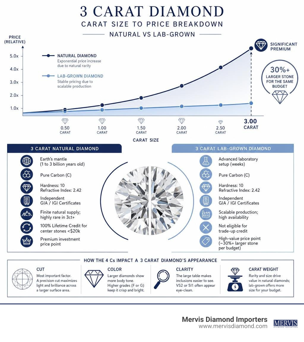 Carat size to price breakdown comparison natural vs lab-grown infographic Carat size to price breakdown comparison natural vs lab-grown infographic