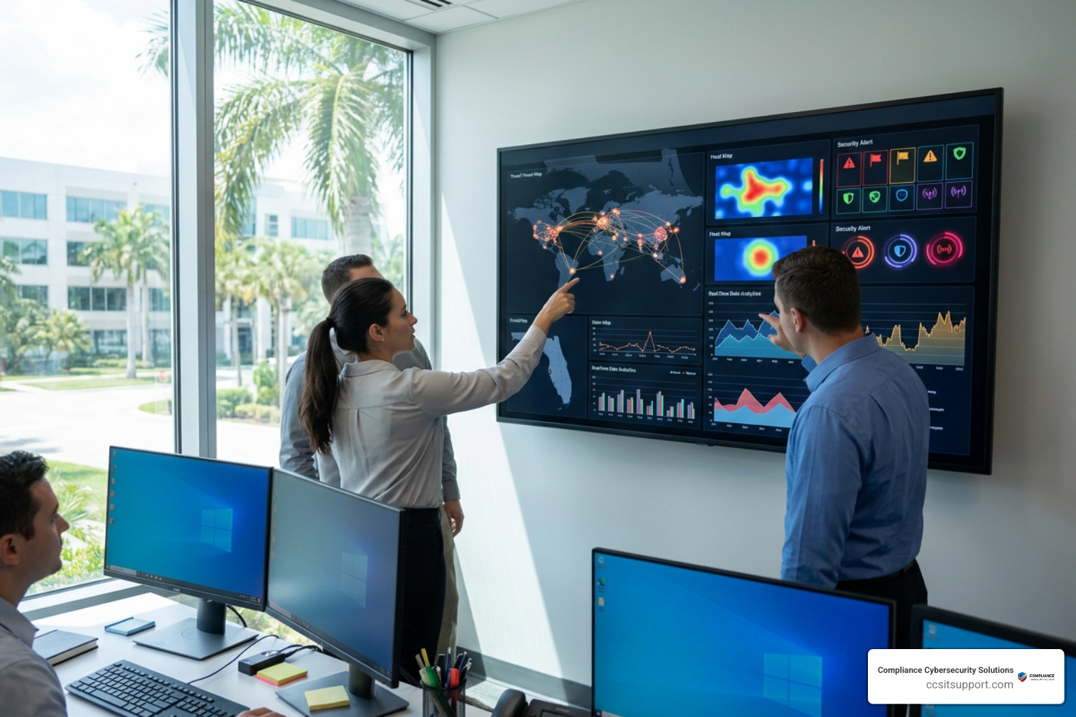 Cybersecurity monitoring dashboard protecting central Florida business data