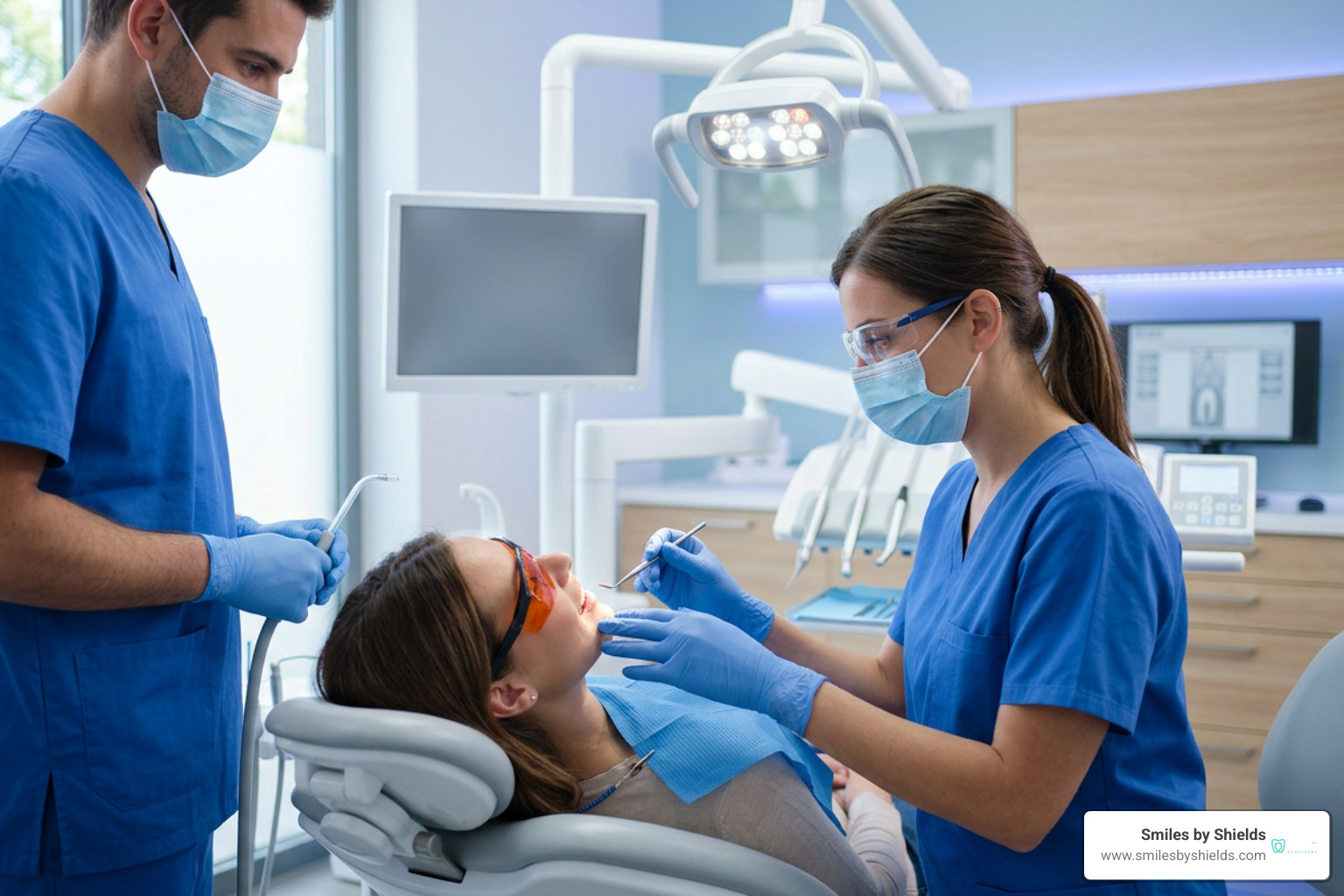 Patient undergoing advanced biological dental diagnostics Patient undergoing advanced biological dental diagnostics