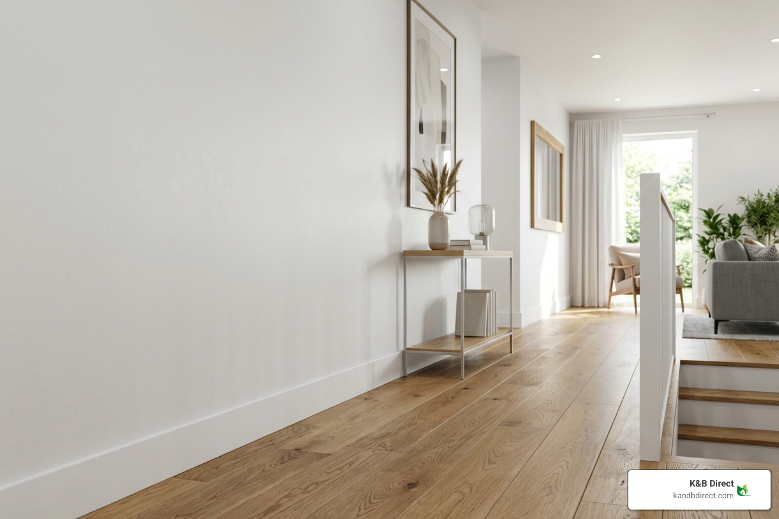 painted composite baseboard trim running along hardwood flooring