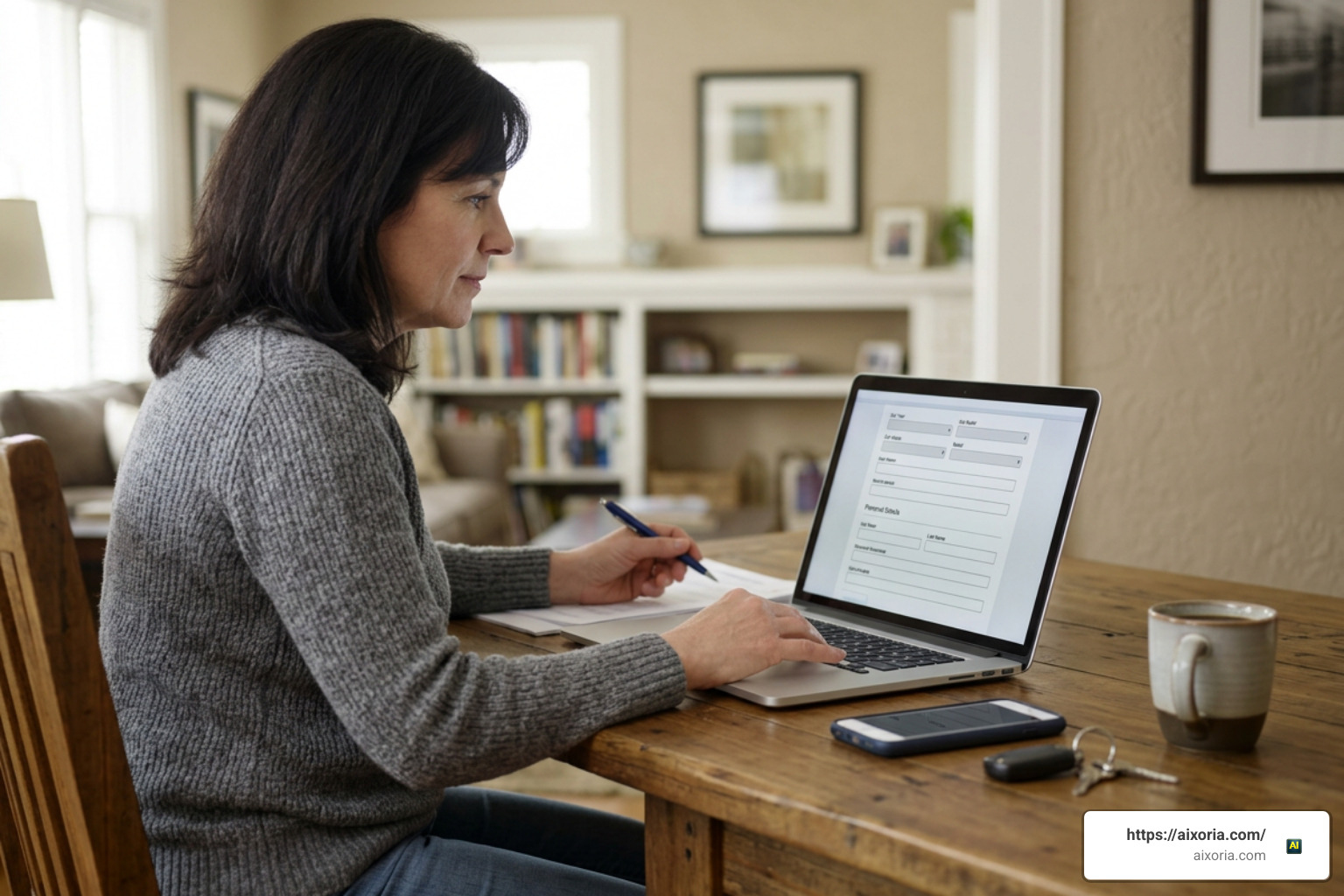 user filling out online insurance application