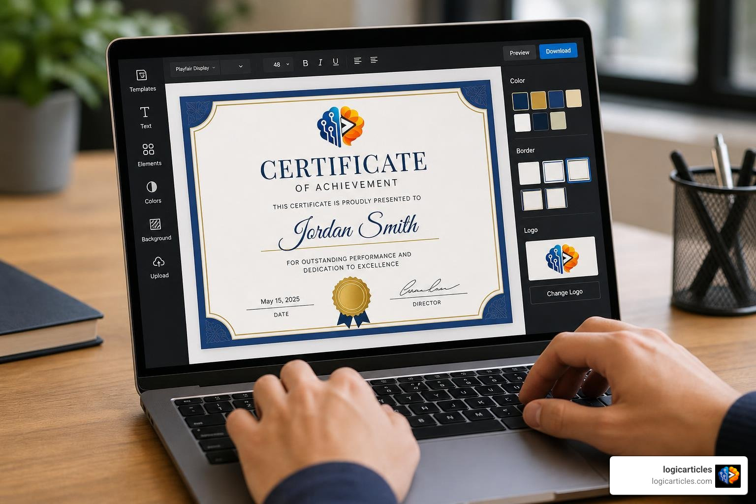 customizing certificate design elements