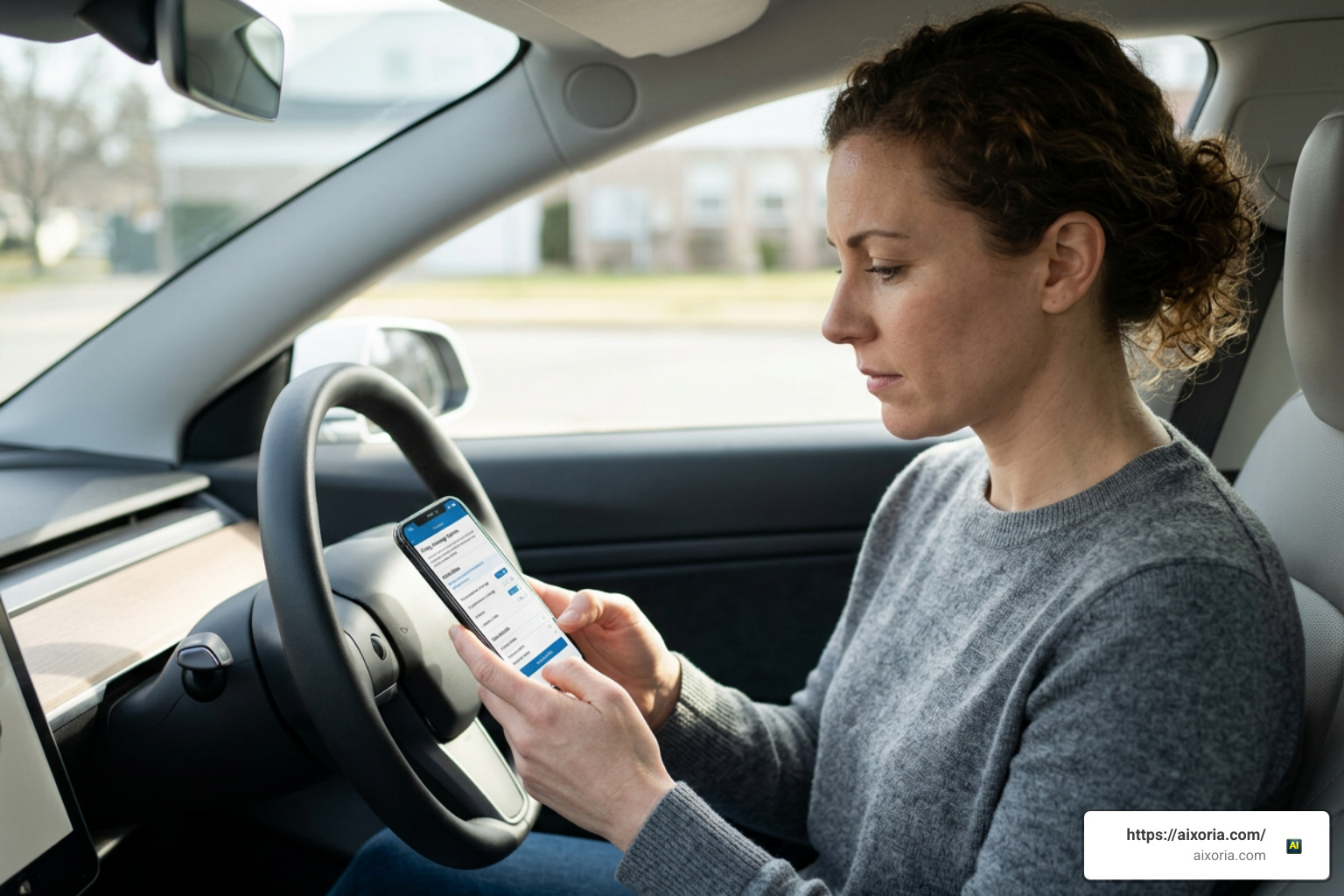 driver reviewing policy coverage details on mobile app