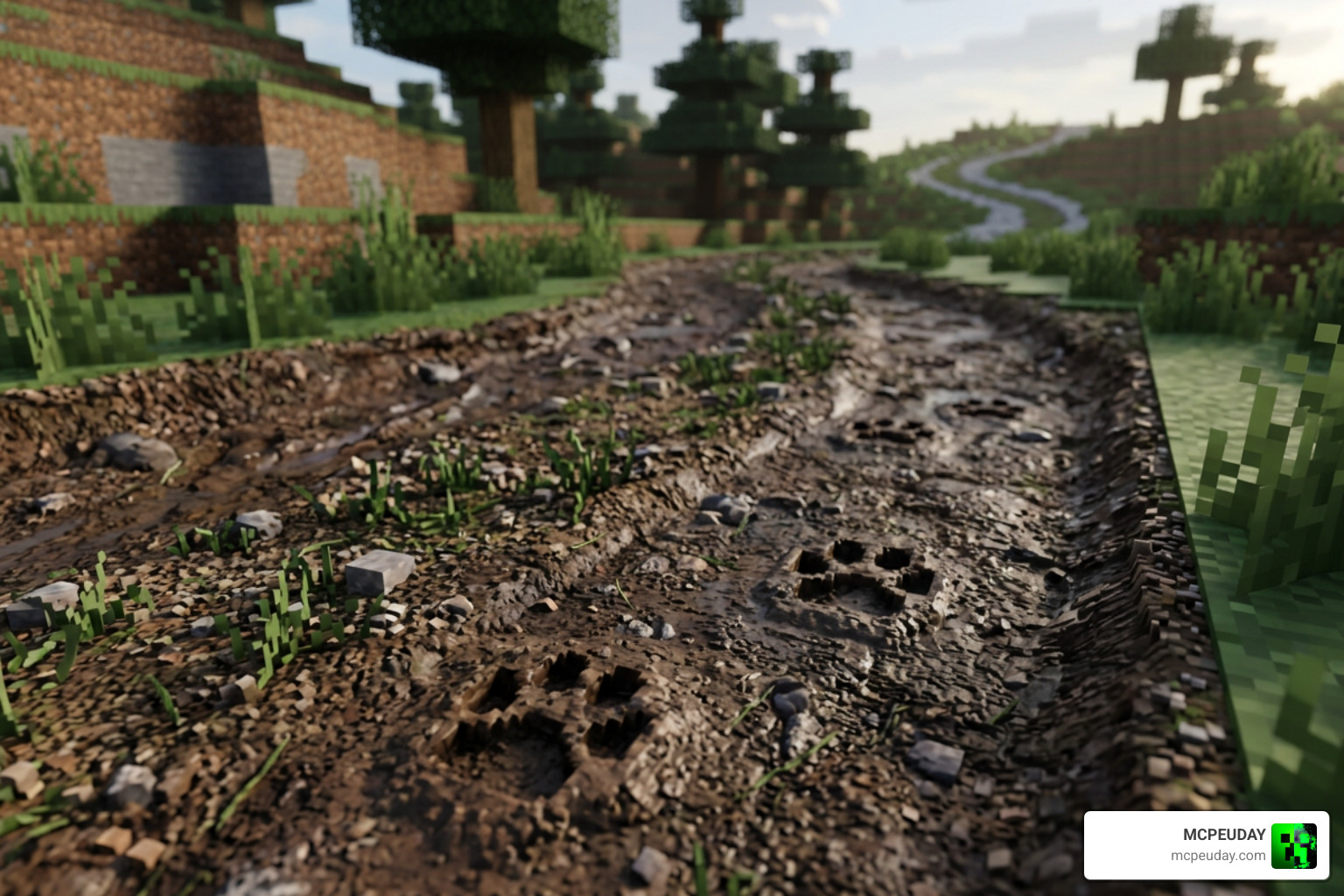 Bedrock Edition Foot Prints resource pack movement particles on dirt track Bedrock Edition Foot Prints resource pack movement particles on dirt track