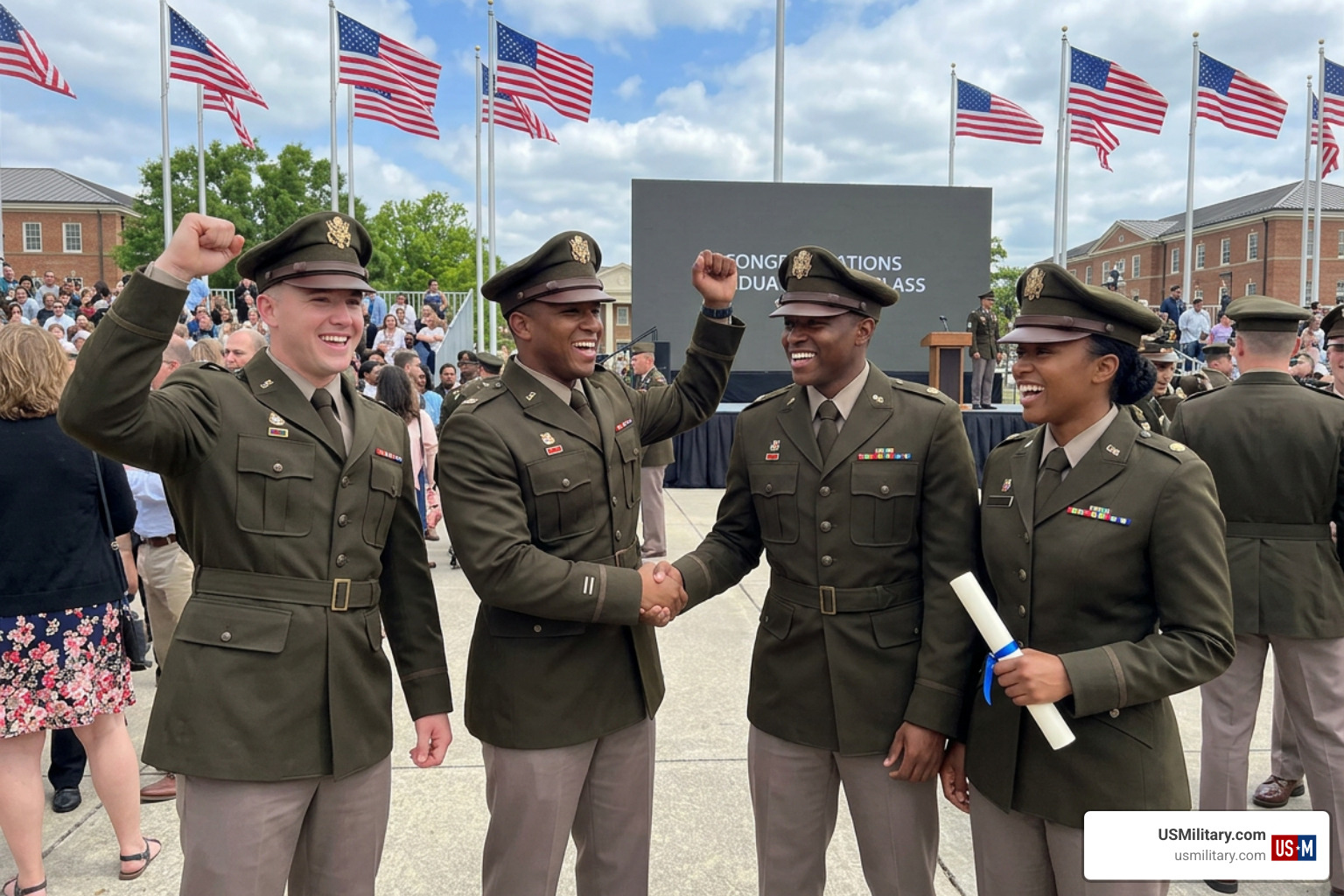 US Army personnel during a graduation ceremony