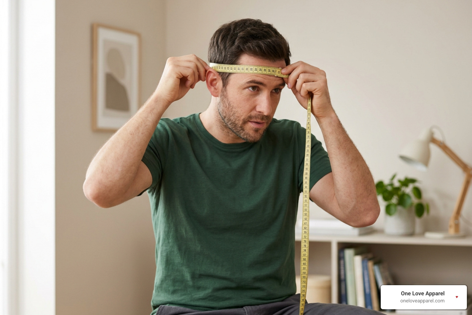 Measuring head circumference with a soft tape measure just above the ears and eyebrows Measuring head circumference with a soft tape measure just above the ears and eyebrows