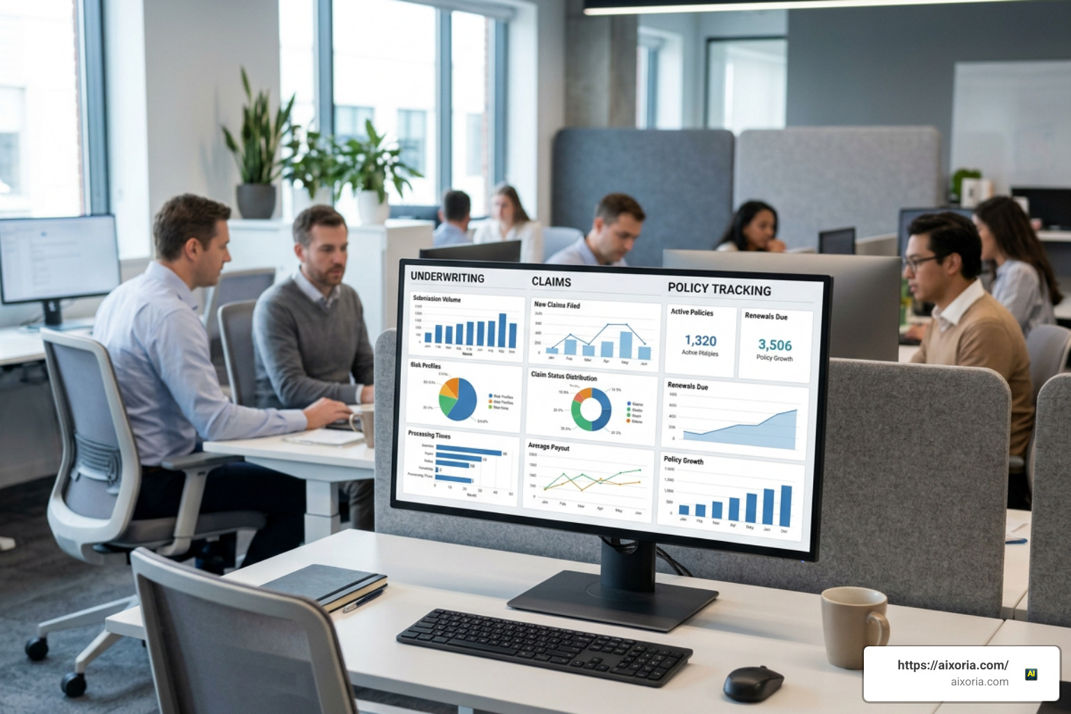 insurance software dashboard ecosystem displaying core modules for underwriting, claims, and policy tracking