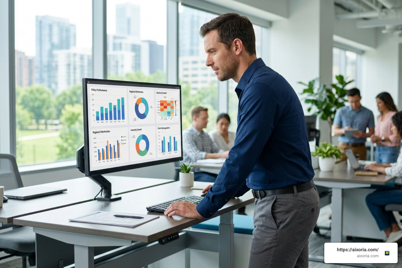 insurance agent using modern agency management dashboard