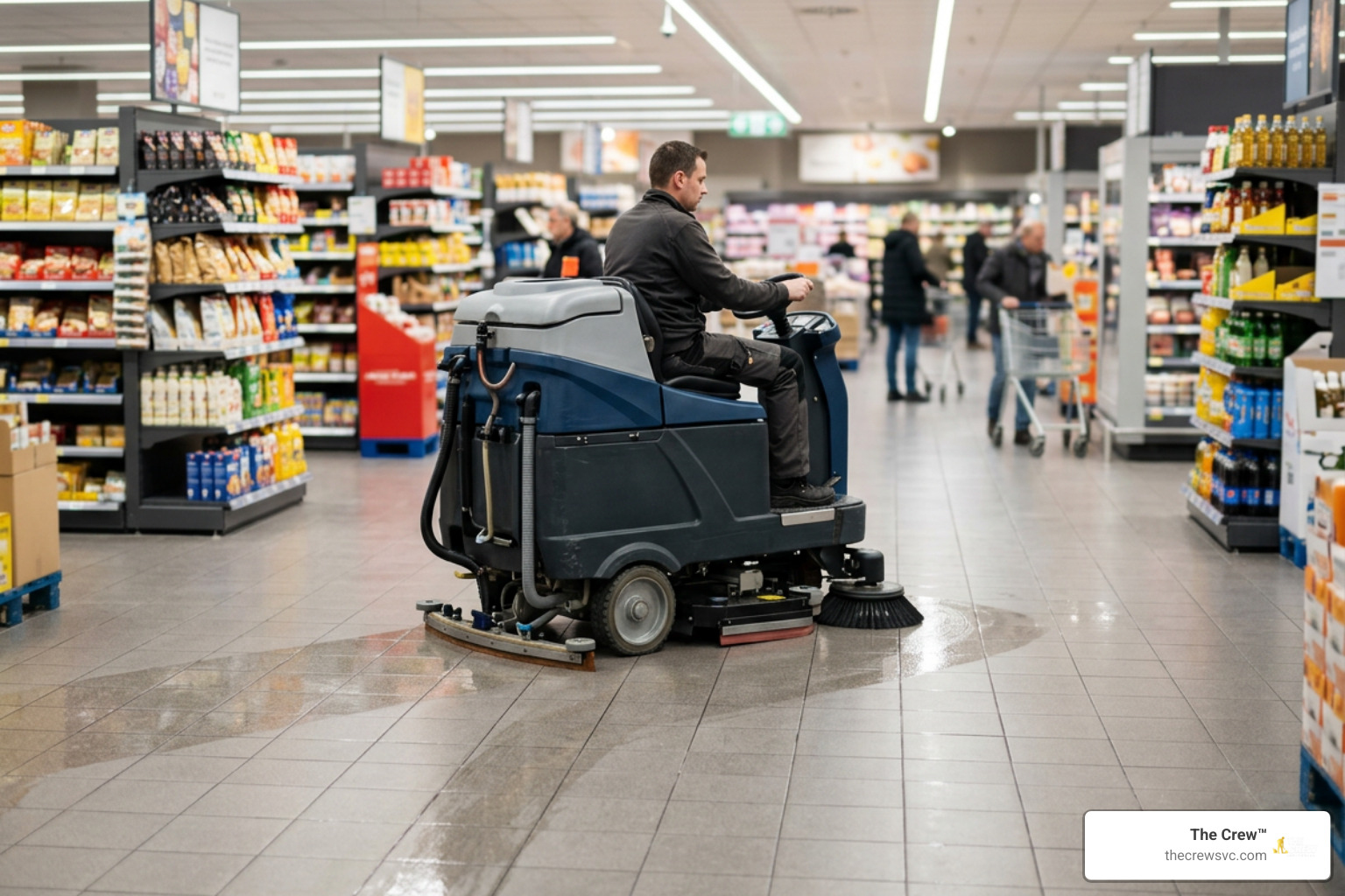 commercial floor cleaning equipment in action on retail store tile commercial floor cleaning equipment in action on retail store tile