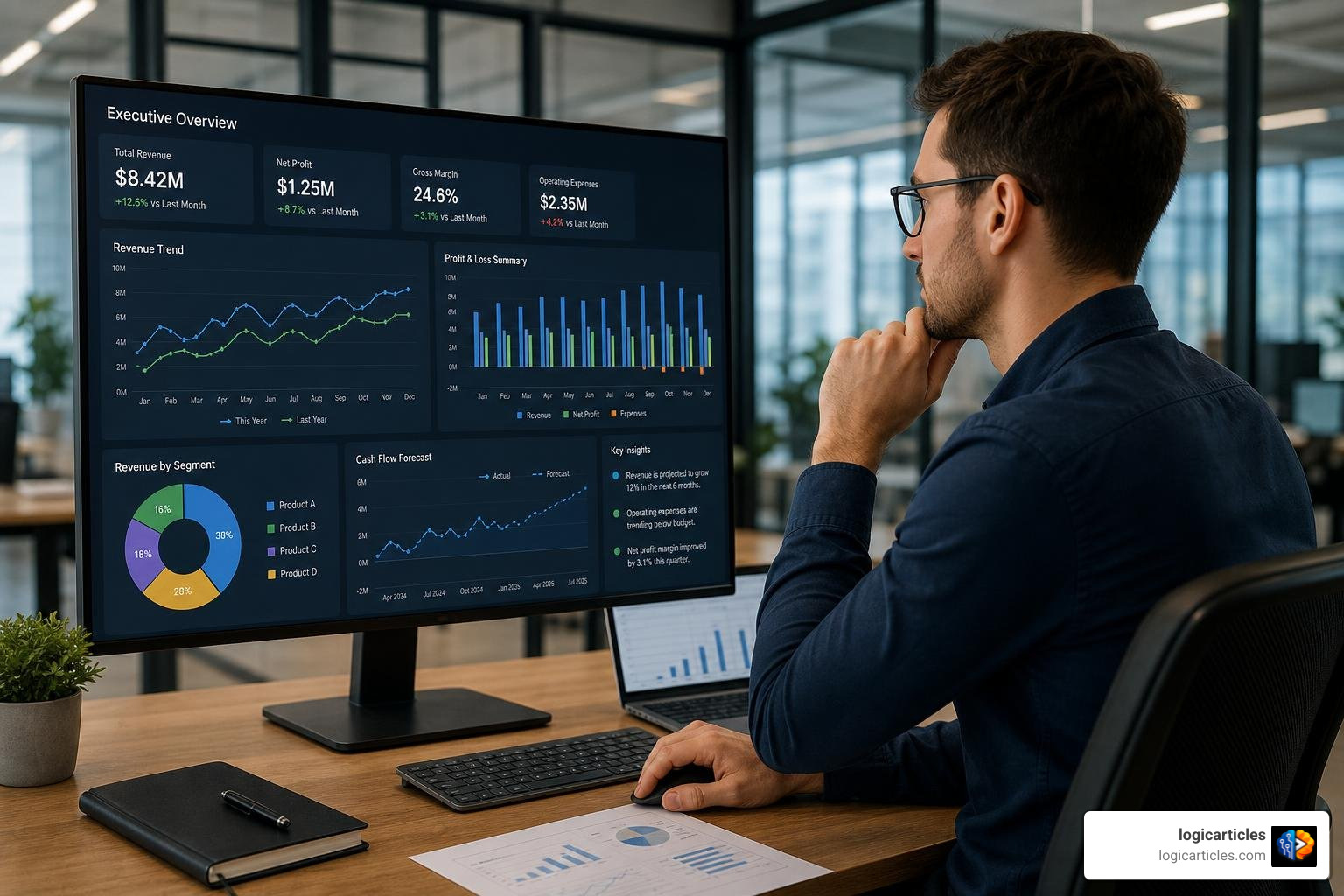 AI data visualization and financial forecasting dashboard